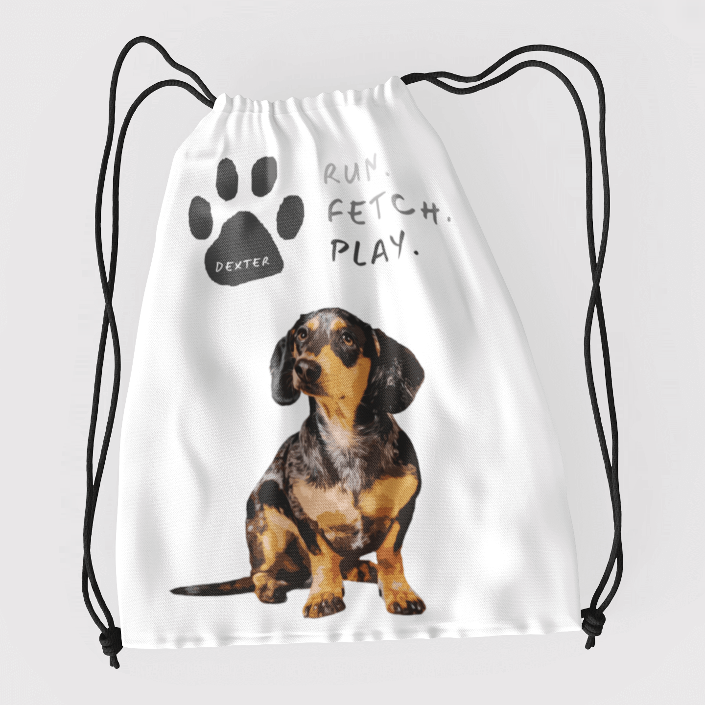dog toy bag personalised with portrait
